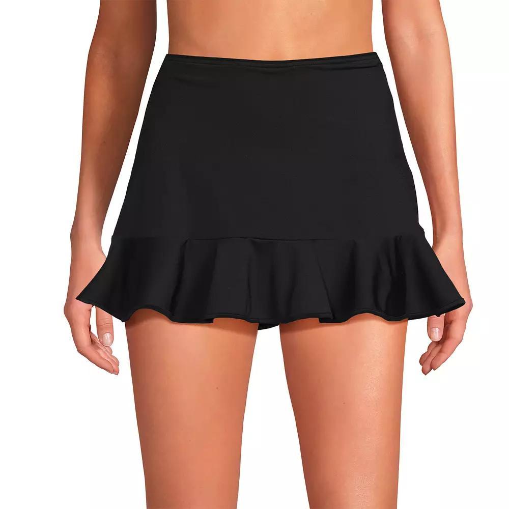 Women's Lands' End Ruffle Hem Mini Swim Bottoms, Size: 10, Black White Dots Product Image