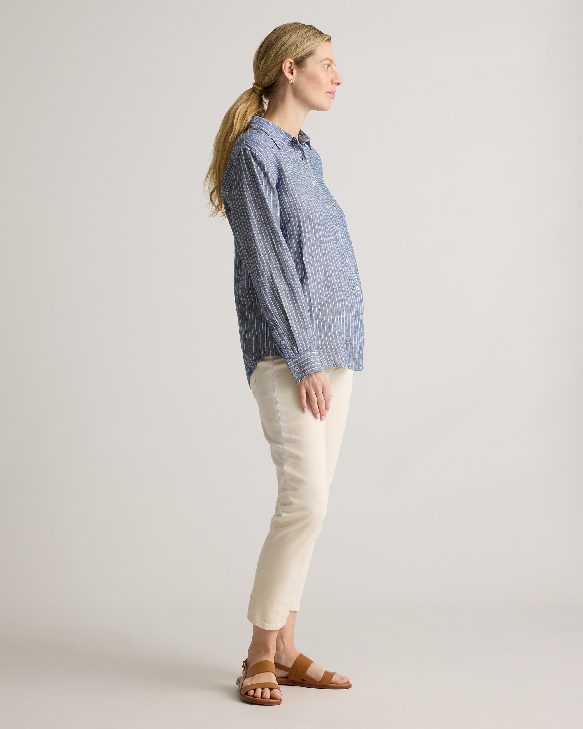 Quince | Women's 100% European Linen Maternity Long Sleeve Shirt Product Image