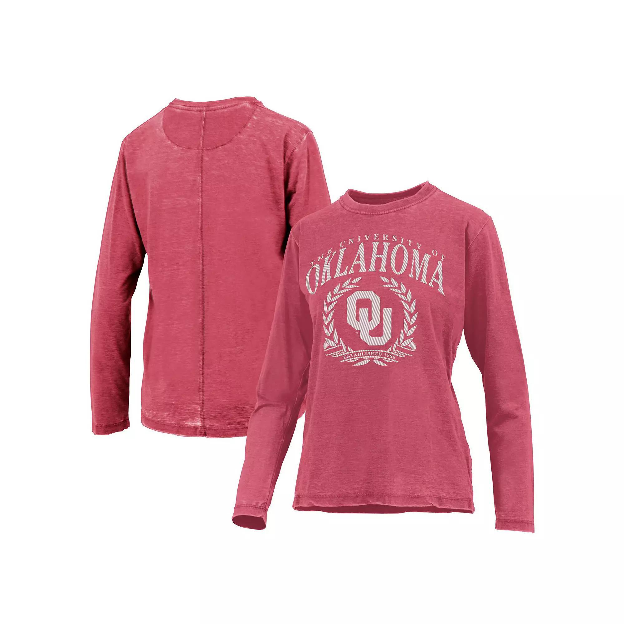 Women's Pressbox Crimson Oklahoma Sooners Chandler Olive Leaf Arch Long Sleeve T-Shirt, Size: Small, Red Product Image