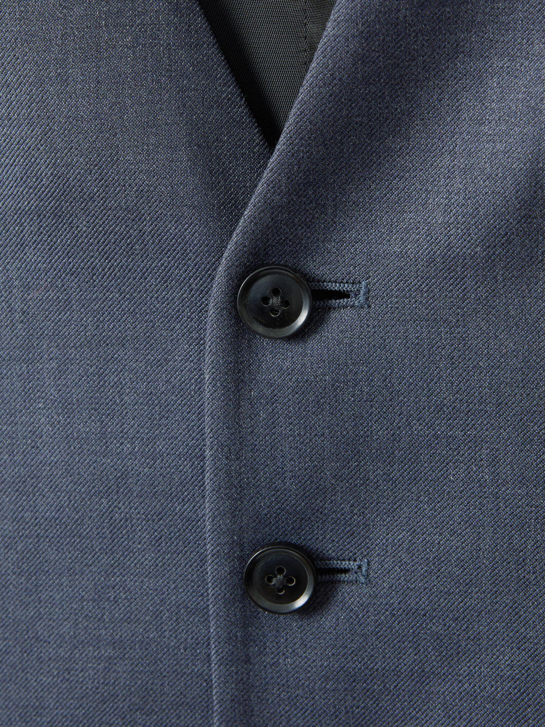 Slim Fit Single Breasted Wool Waistcoat in Airforce Blue Product Image