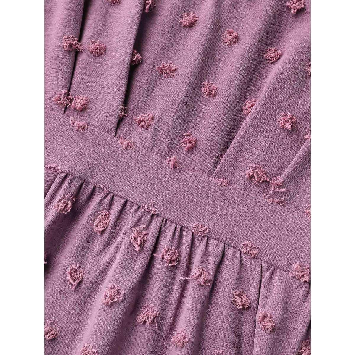 Plus Size V-Neck Textured Batwing Sleeve Midi Dress Lilac Women Resort Texture V-neck Half Sleeve Curvy BloomChic 30/6X Product Image