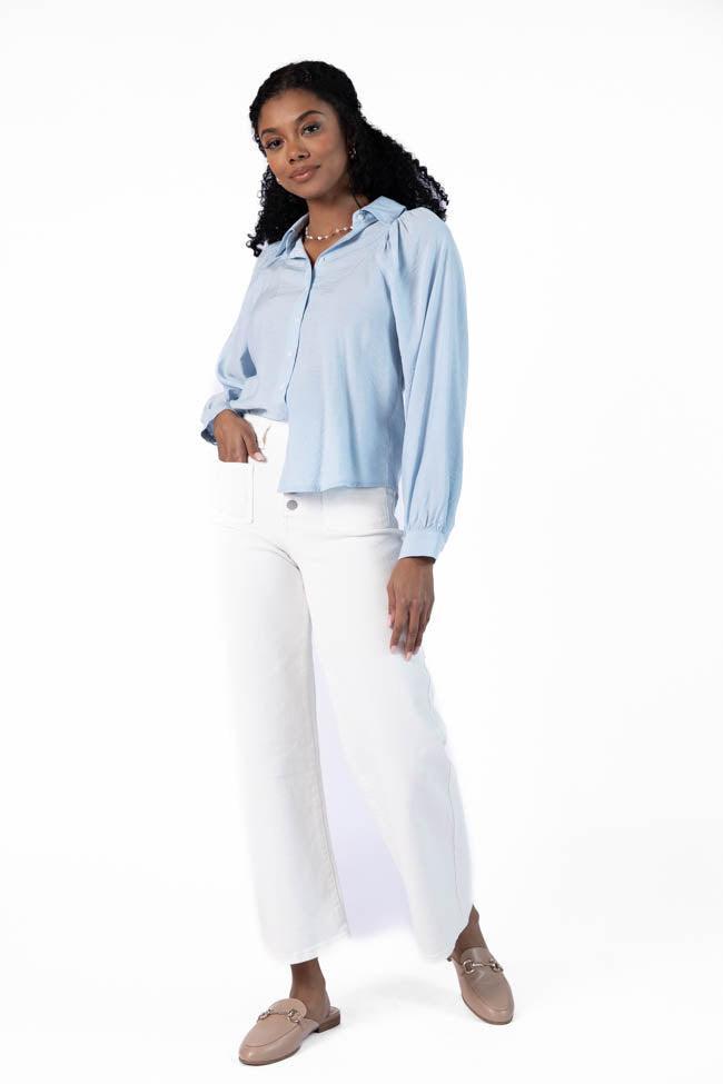 Basic Foundation Blue Button Down Blouse FINAL SALE Product Image