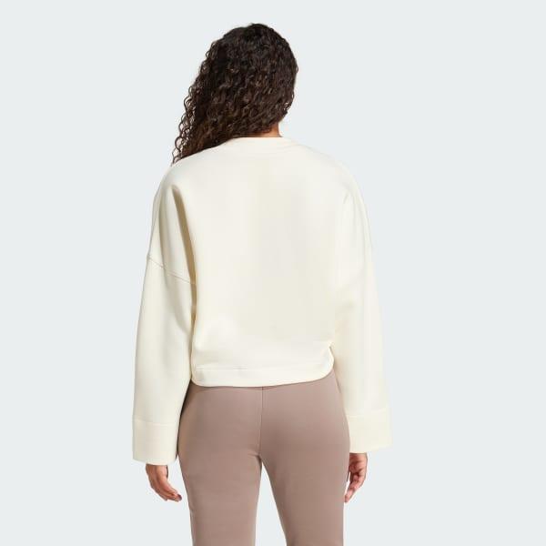 adidas Deep V-Neck Sweatshirt Ash Pearl XL Womens Product Image