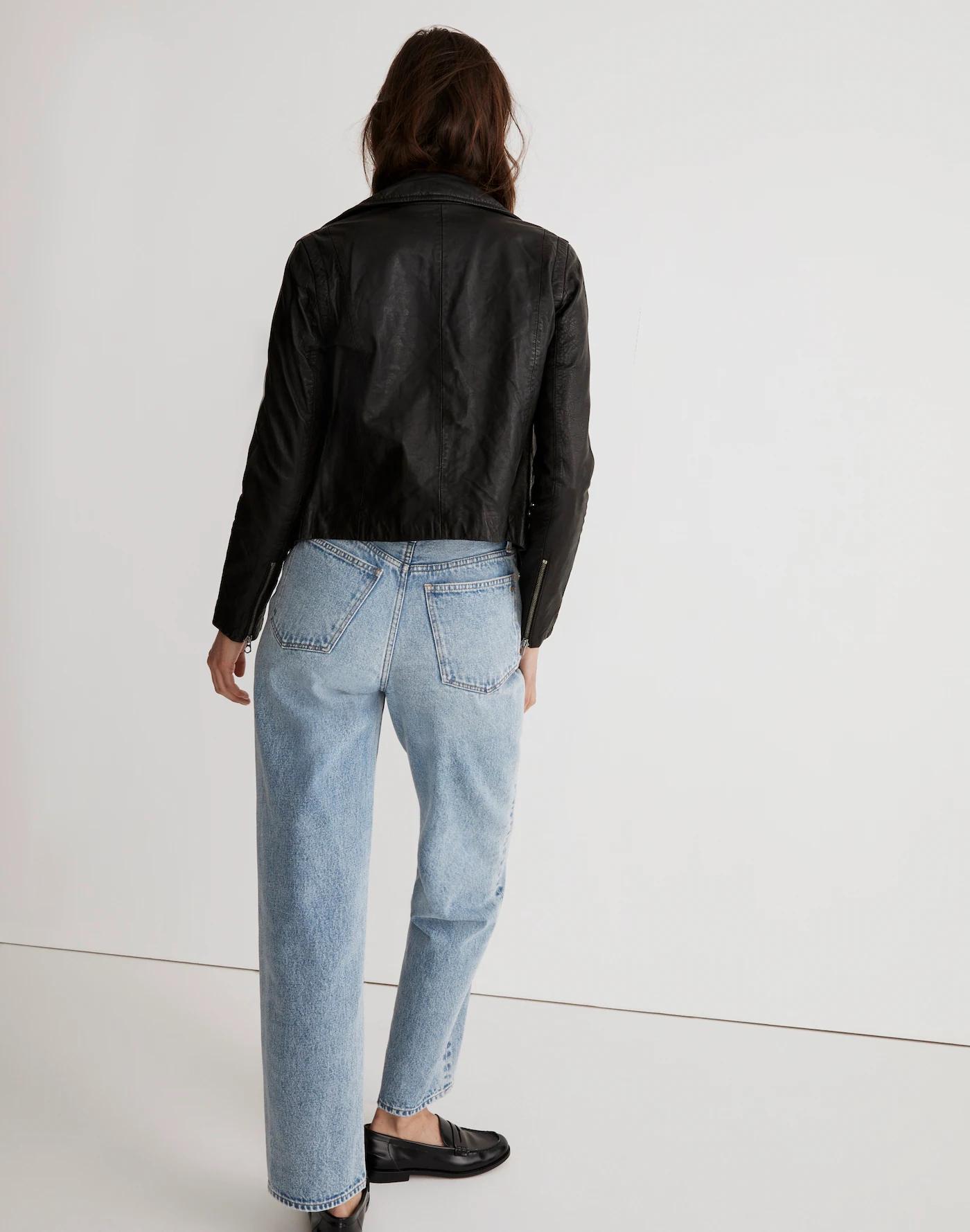 The Washed Leather Motorcycle Jacket Product Image