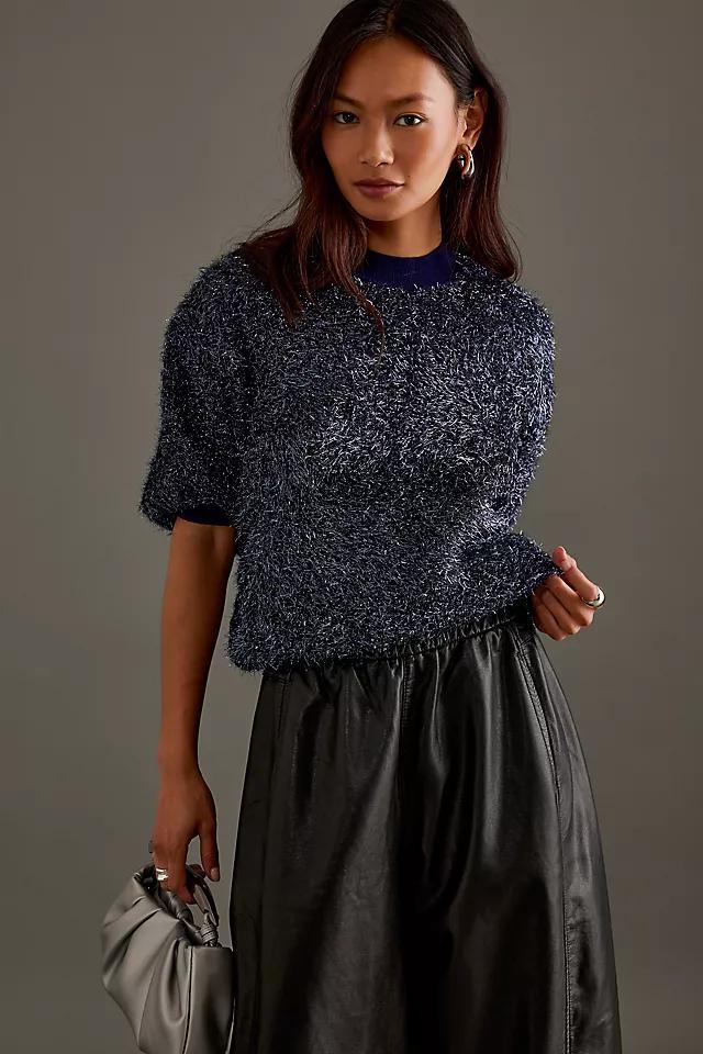 The Violette Short-Sleeve Tinsel Sweater by Maeve Product Image