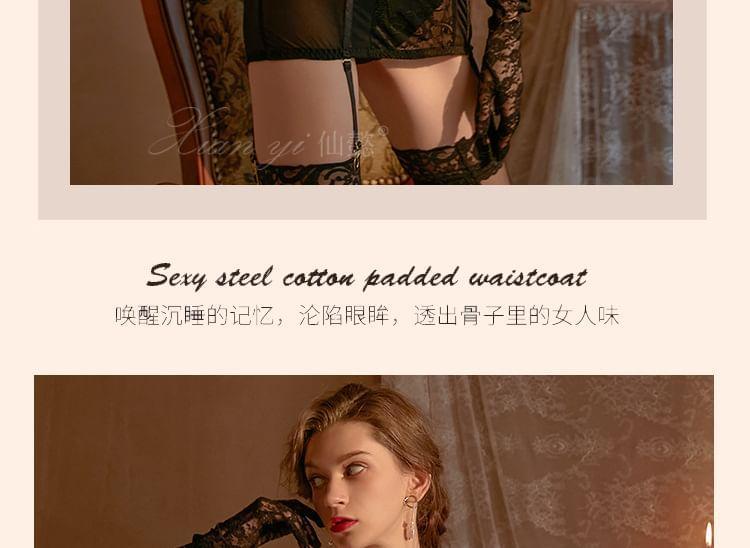 Set: Halter Mesh Chemise + G-String + Garter Product Image