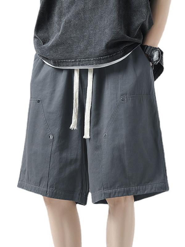 Men's Multi Pocket Rivet Decor Drawstring Shorts Product Image