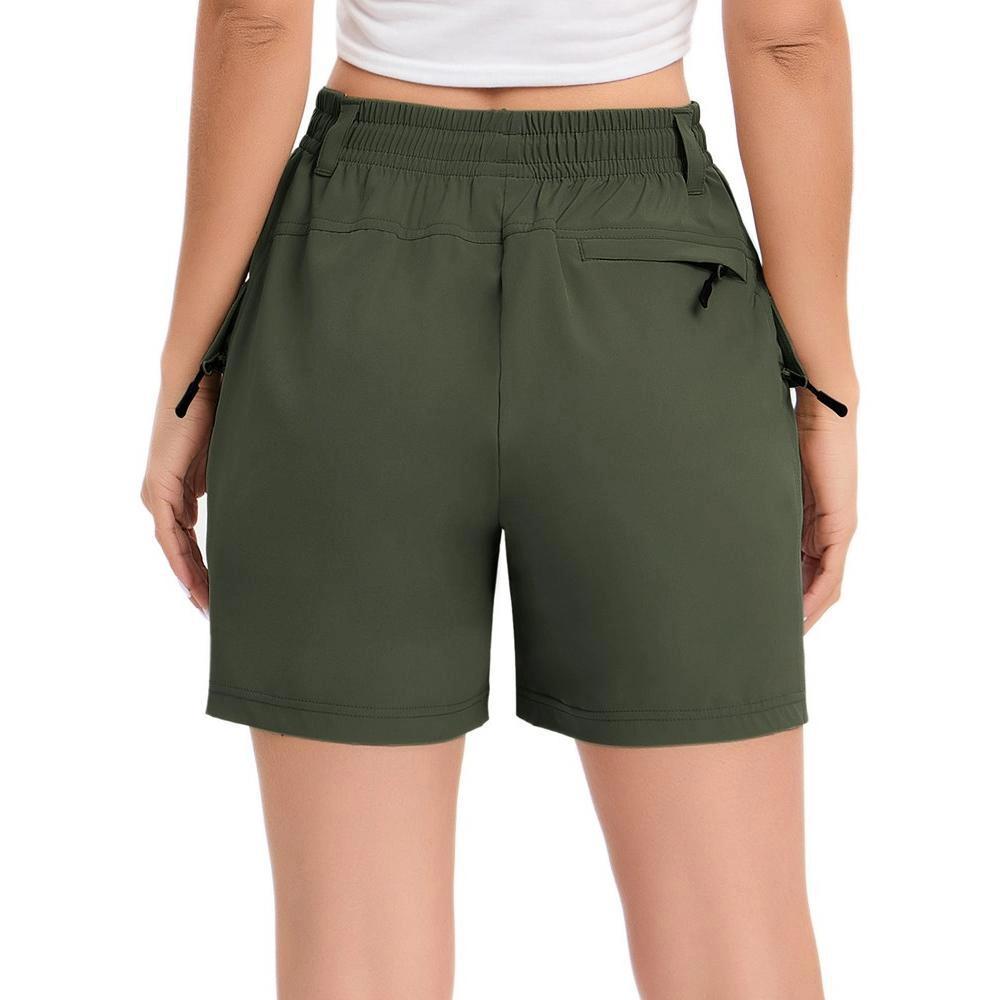 Womens 5" Inseam Hiking Shorts Zipper Multi-Pocket Cargo High-Rise Hiking Shorts Elastic Multifunctional Waist Product Image