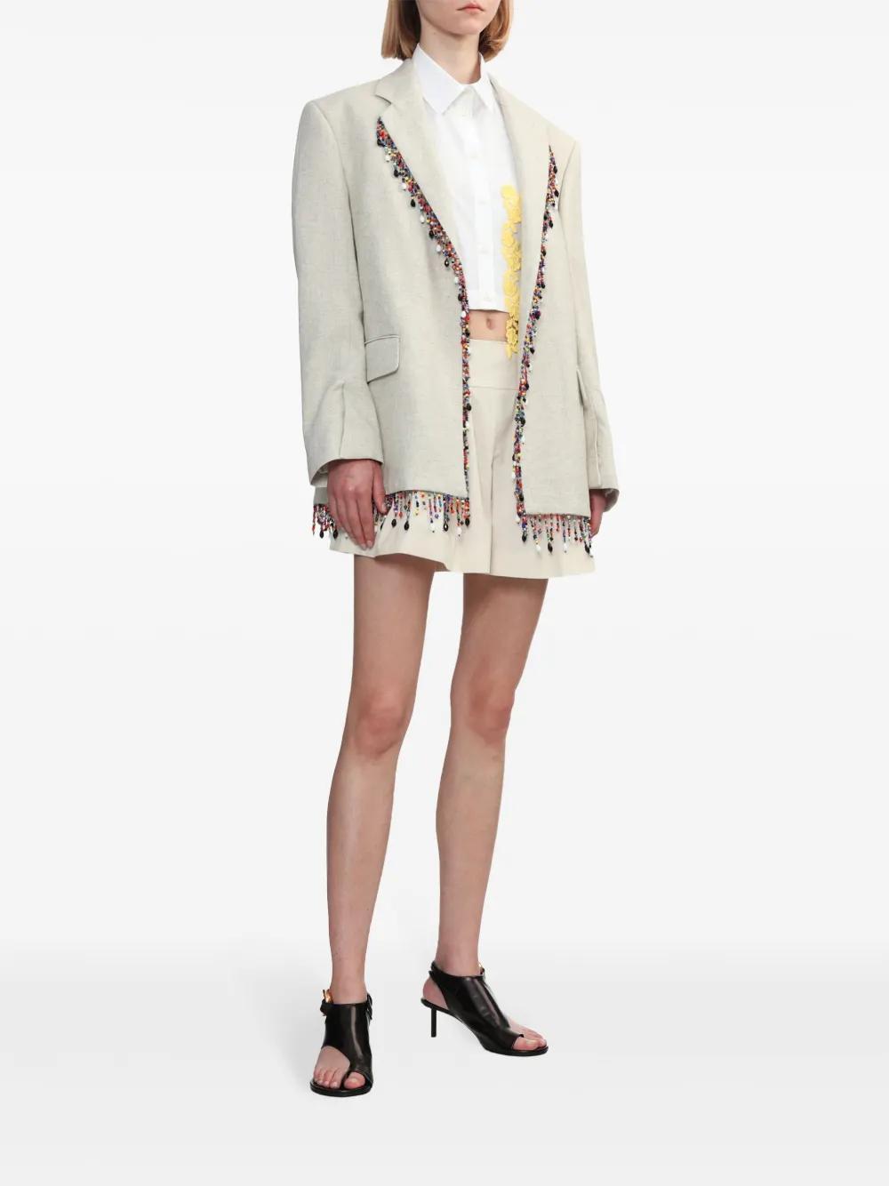MSGM Bead-embellished Single-breasted Blazer In Neutrals Product Image