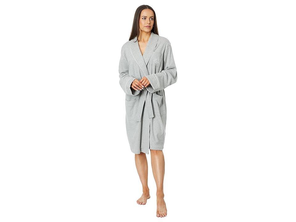 Lauren Ralph Lauren Essentials Quilted Collar and Cuff Robe (Grey Heather) Women's Robe Product Image