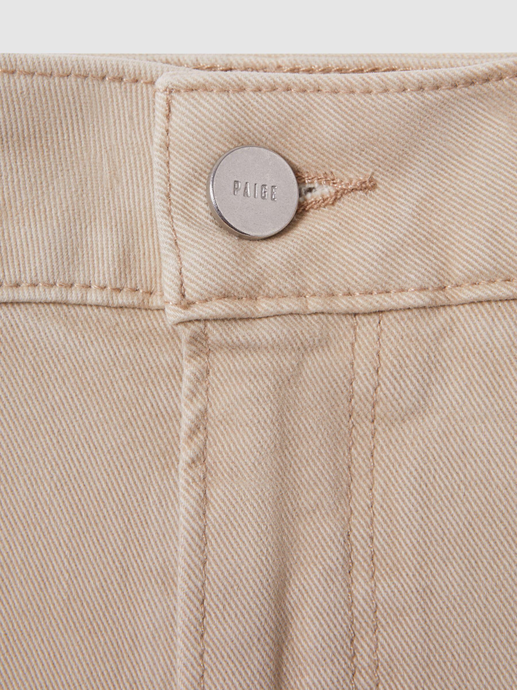 Paige Flared Cropped Jeans in Soft Sand Product Image