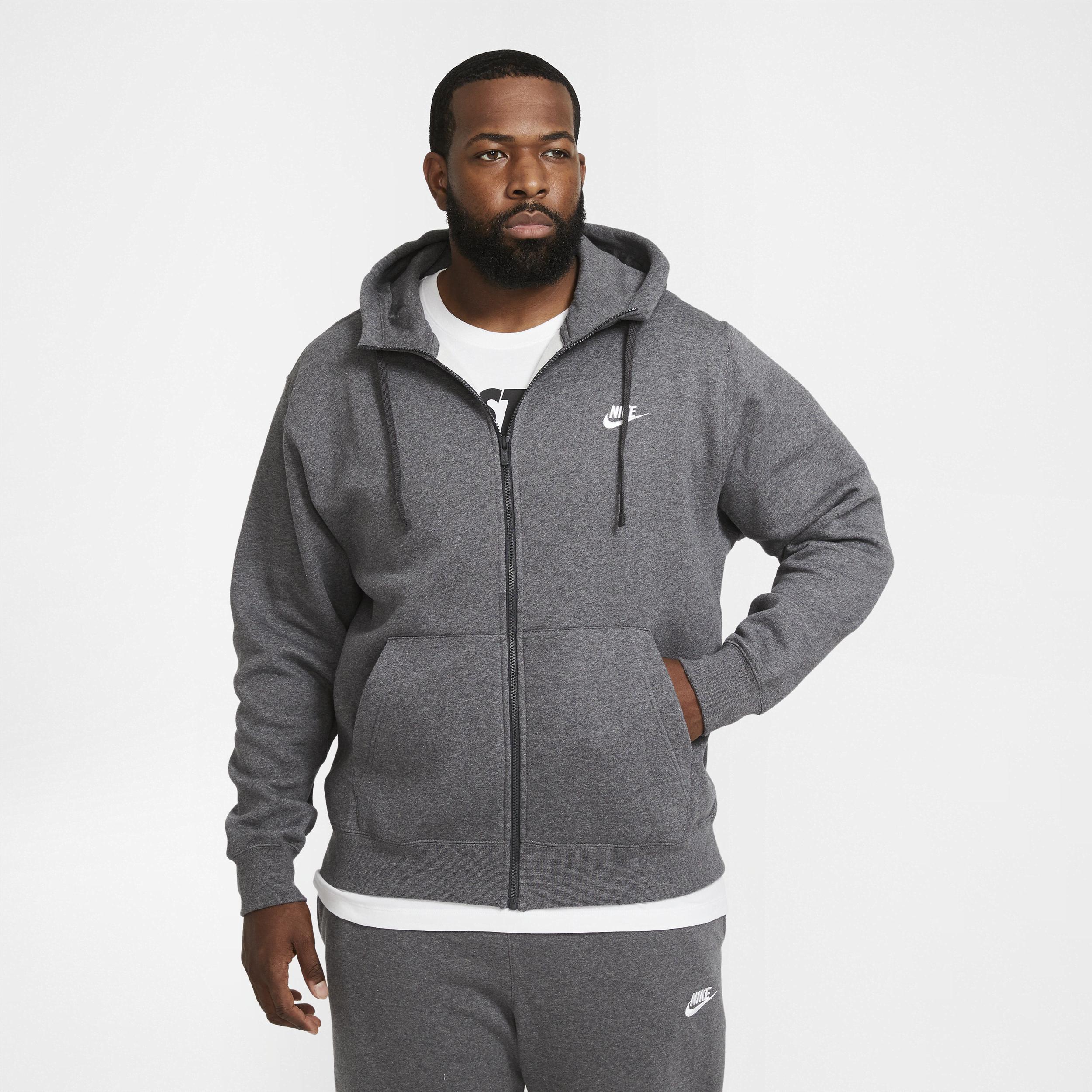 Big & Tall Nike Sportswear Club Fleece Full-Zip Hoodie, Men's, Size: 4XL, Grey Heather Product Image