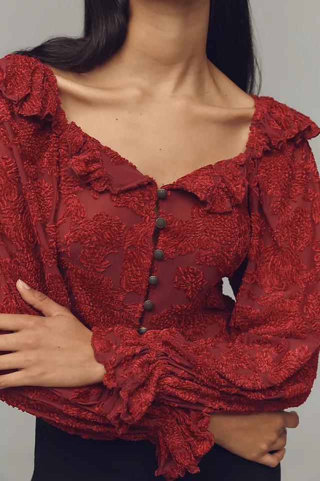 By Anthropologie Velvet Burnout Peasant Top Product Image