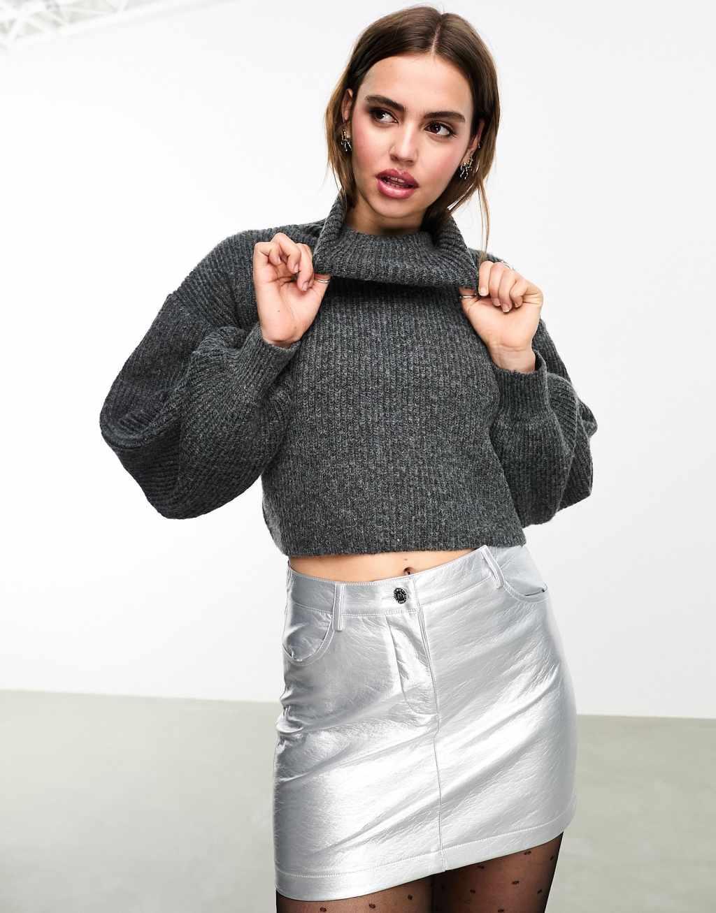 Monki cropped high neck sweater Product Image