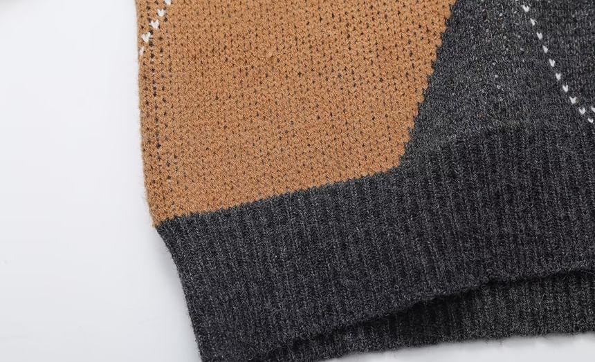 V-Neck Argyle Sweater Product Image