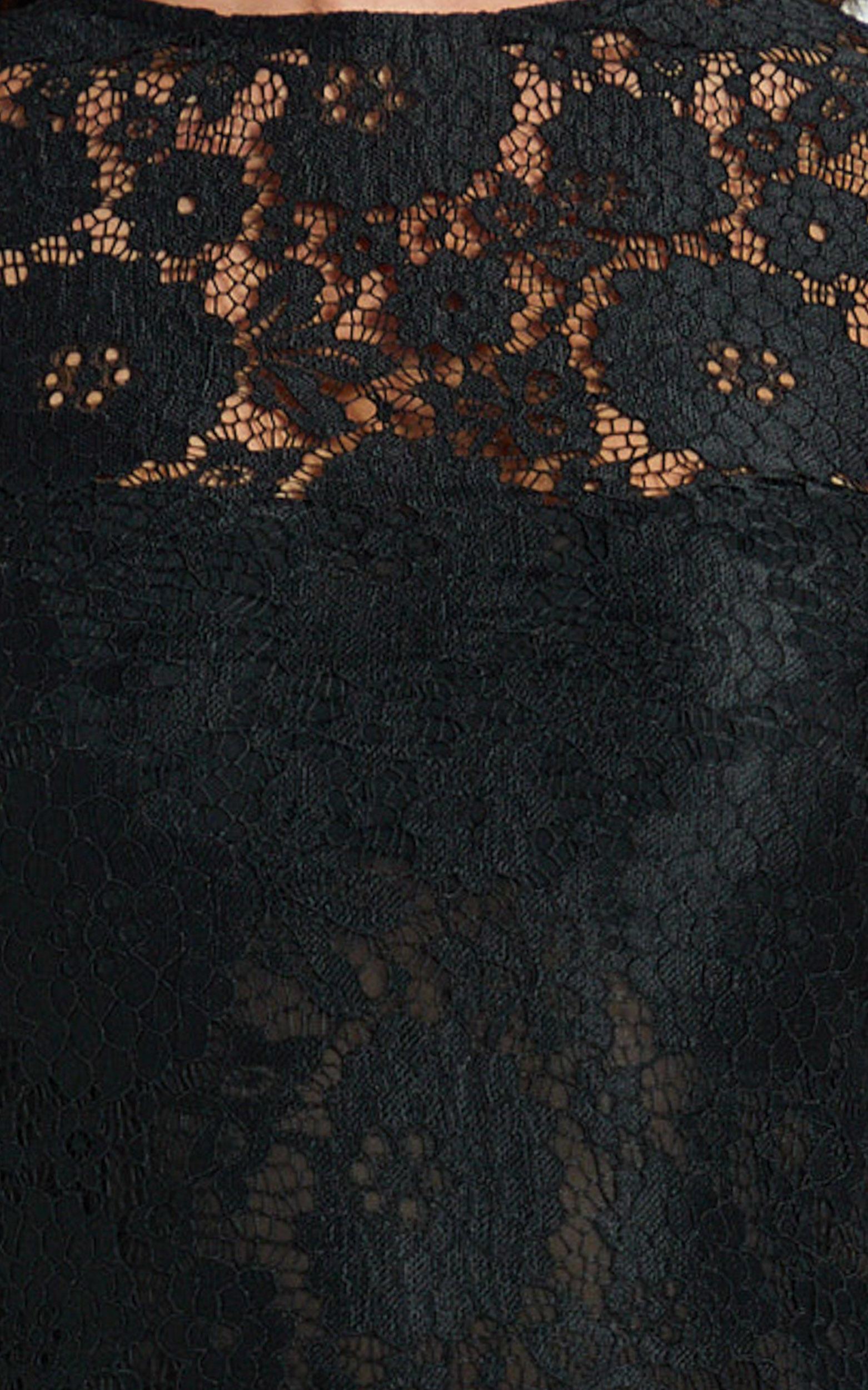 Rimona Maxi Dress - Lace High Neck Bodycon Dress in Black Product Image