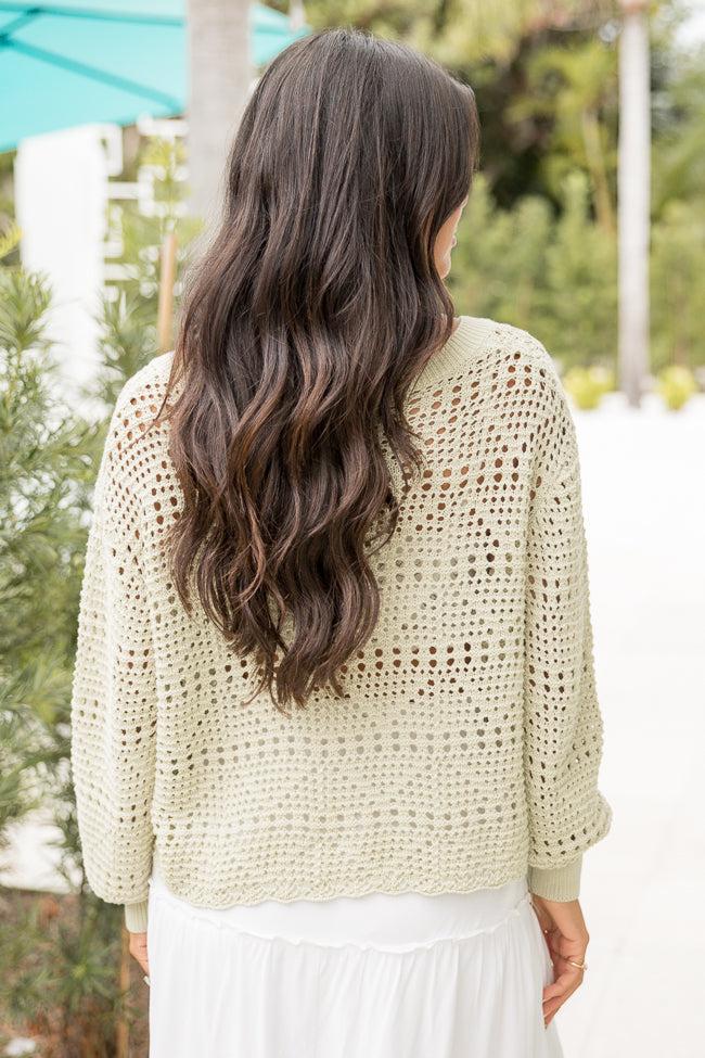 Desirable Destinations Sage Open Knit V-Neck Sweater SALE Product Image