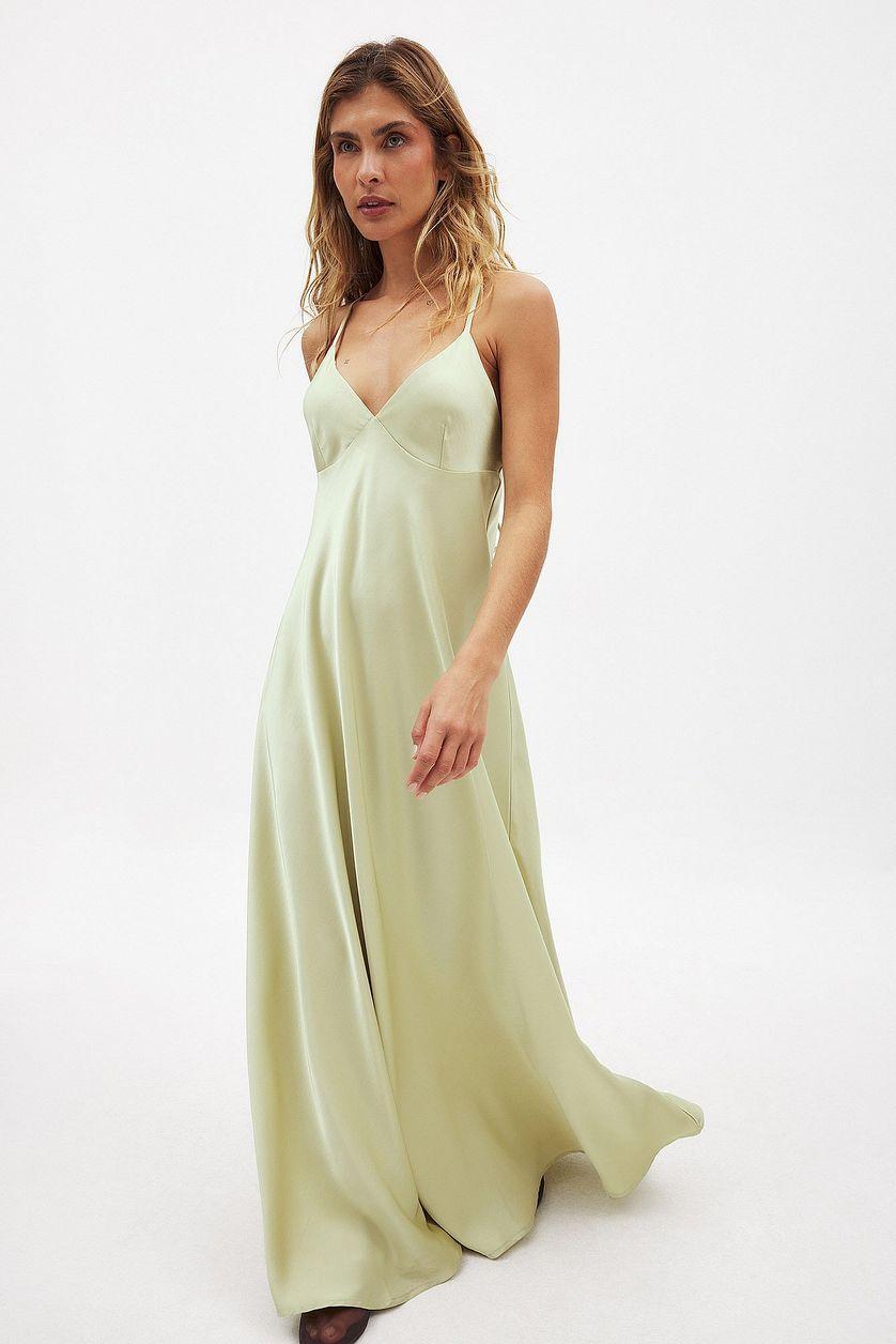 Satin Tie Back Volume Dress Product Image
