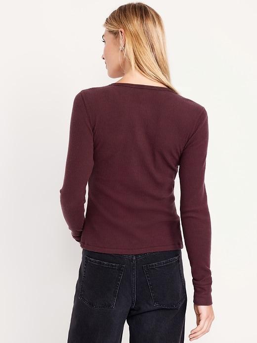 Ribbed Henley Top Product Image