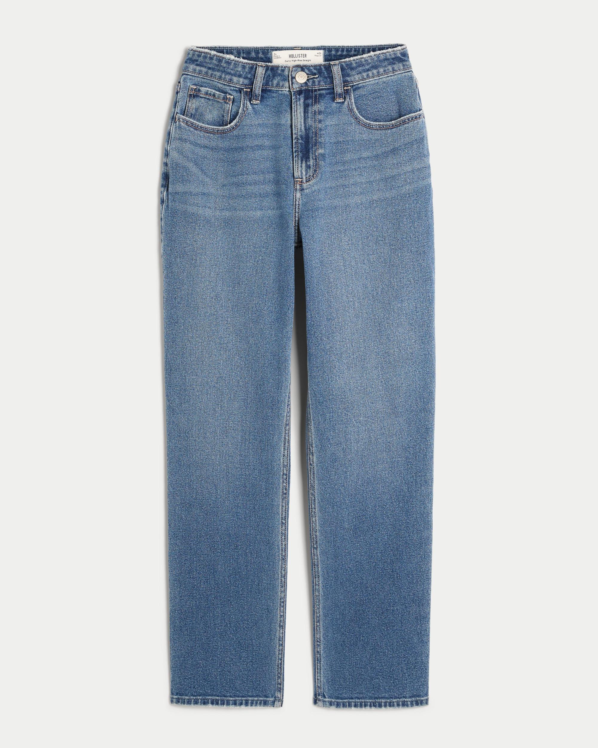 Curvy High-Rise Medium Wash Straight Jeans Product Image