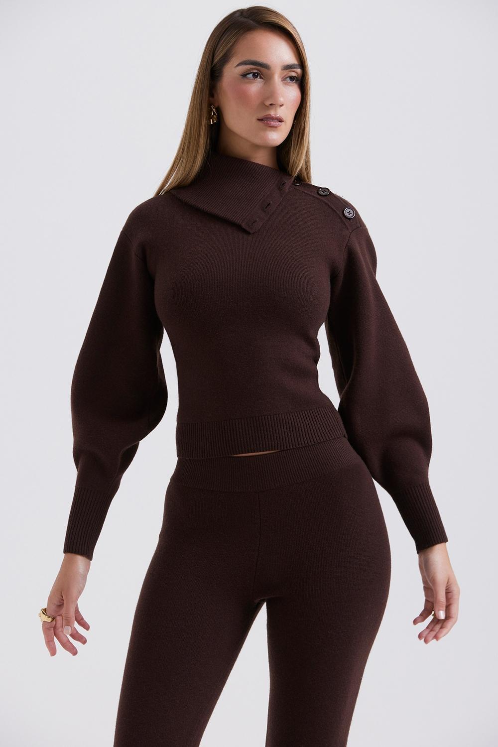 Adelita Chocolate Cashmere Blend Sweater Product Image