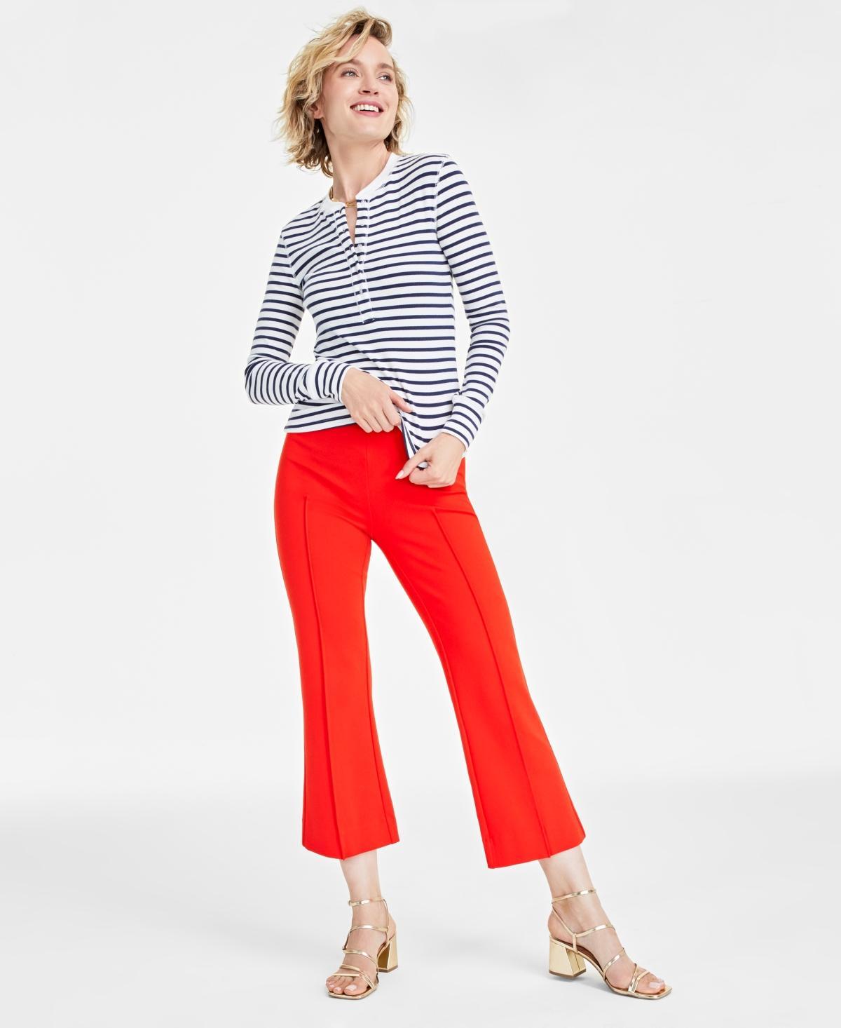 On 34th Womens Ribbed Long-Sleeve Henley Top, Created for Macys Product Image
