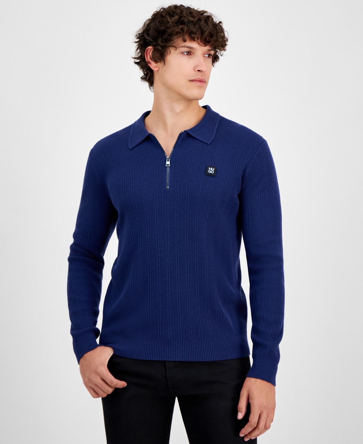 HUGO BOSS Hugo By  Men's Sastoro Quarter-zip Sweater In Dark Blue Product Image