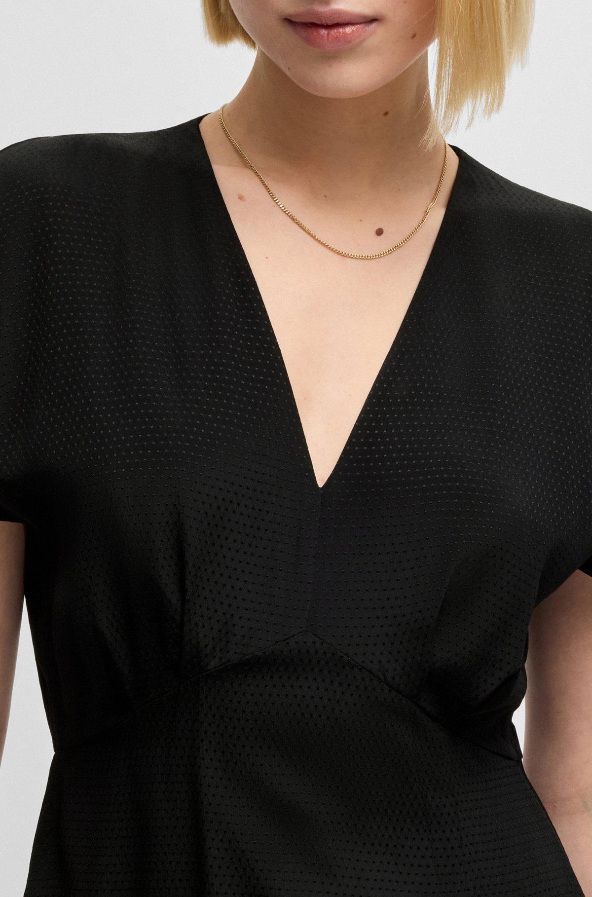 V-neck dress in dot-patterned silk Product Image