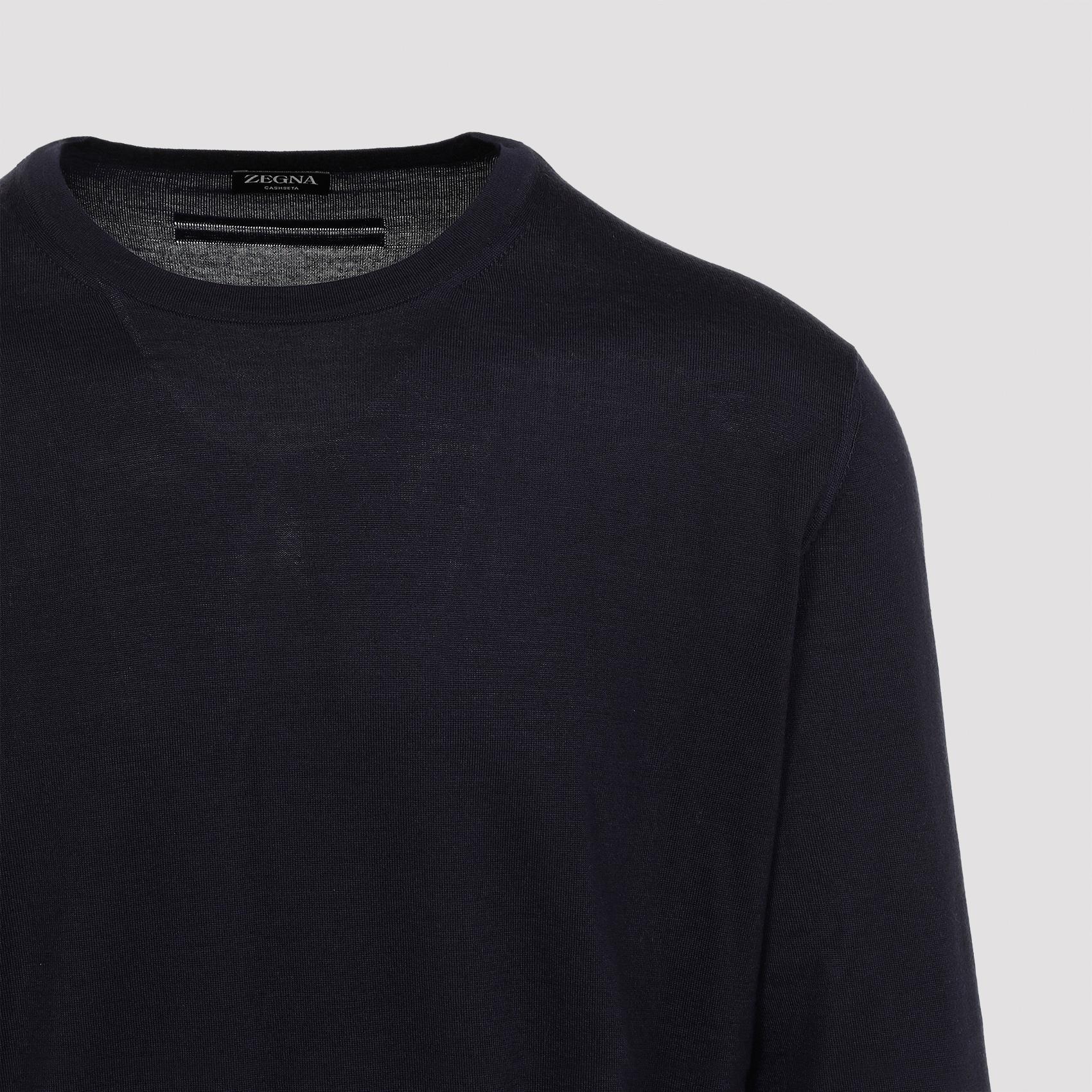 ZEGNA Round Neck Sweater In Blue Product Image