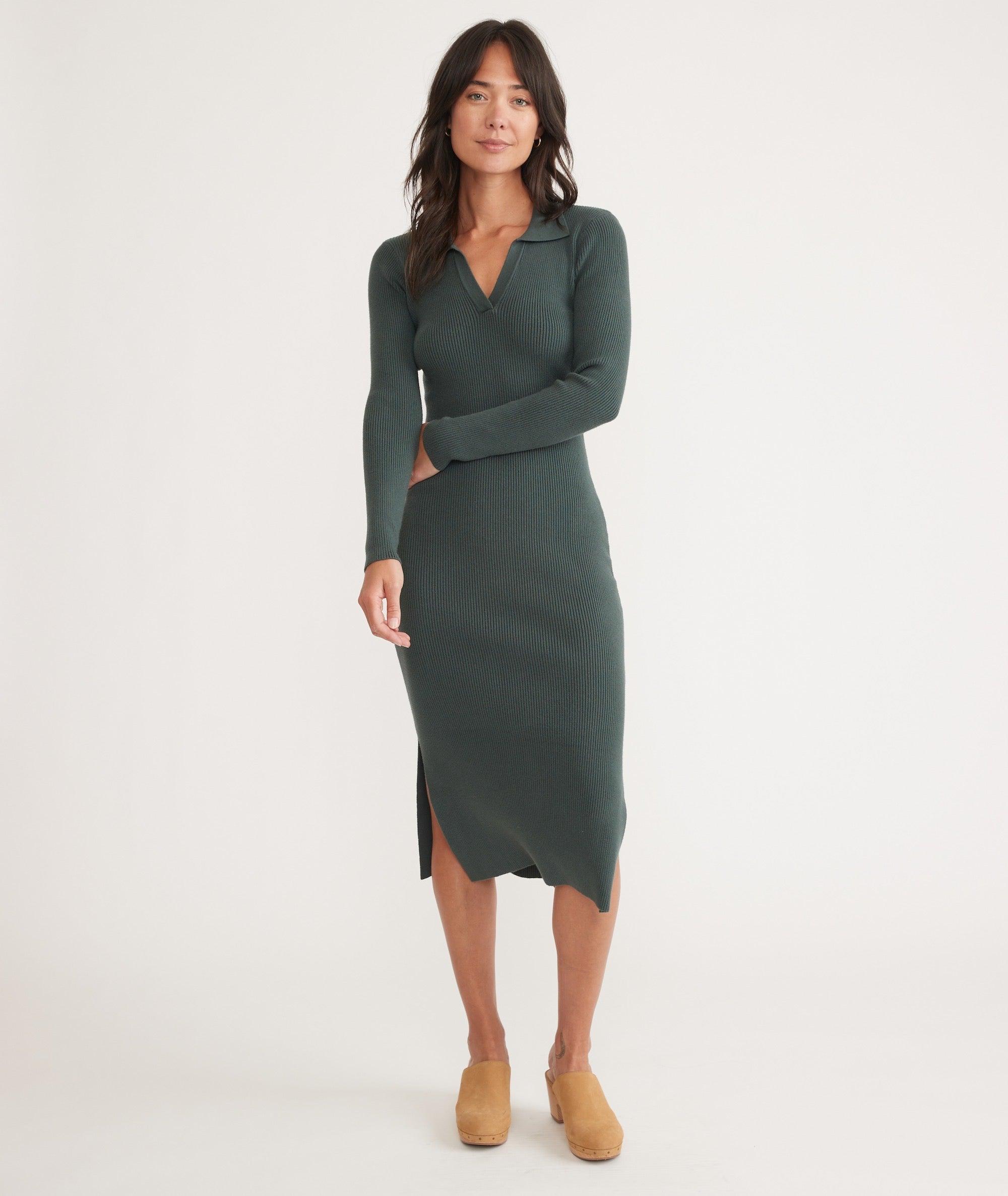 Lexi Rib Long Sleeve Sweater Polo Dress Product Image