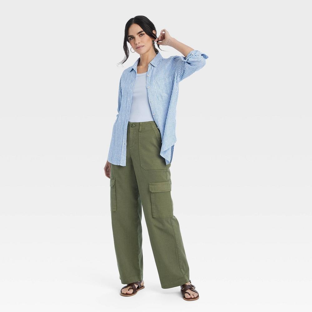 Womens Mid-Rise Utility Cargo Pants - Universal Thread Olive 6 Product Image