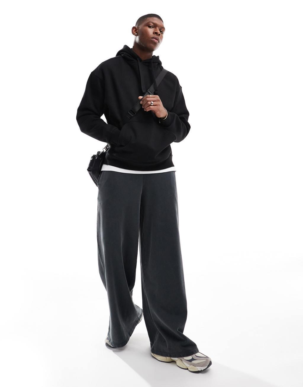 Pull&Bear basic hoodie in black  Product Image