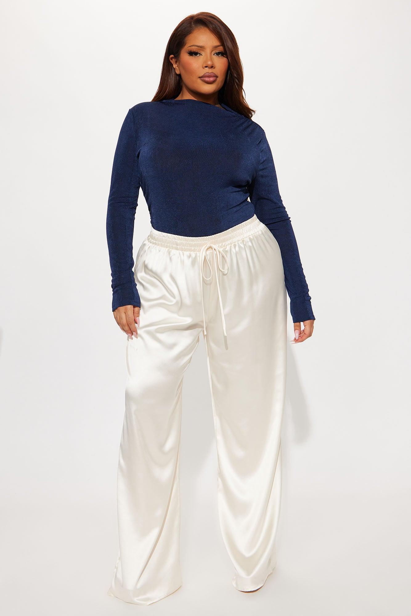 Nancy Long Sleeve High Neck Bodysuit - Navy Product Image