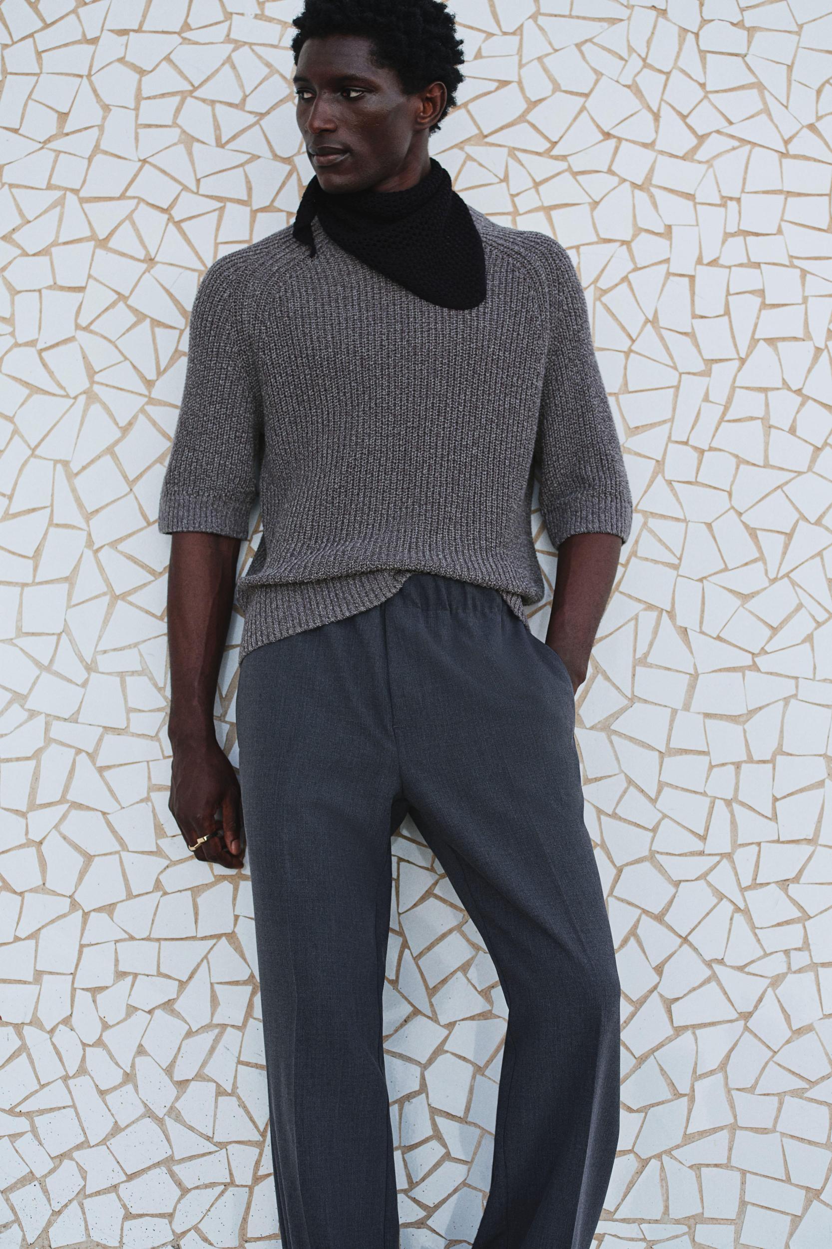 Regular-Fit Short-Sleeved Sweater Product Image
