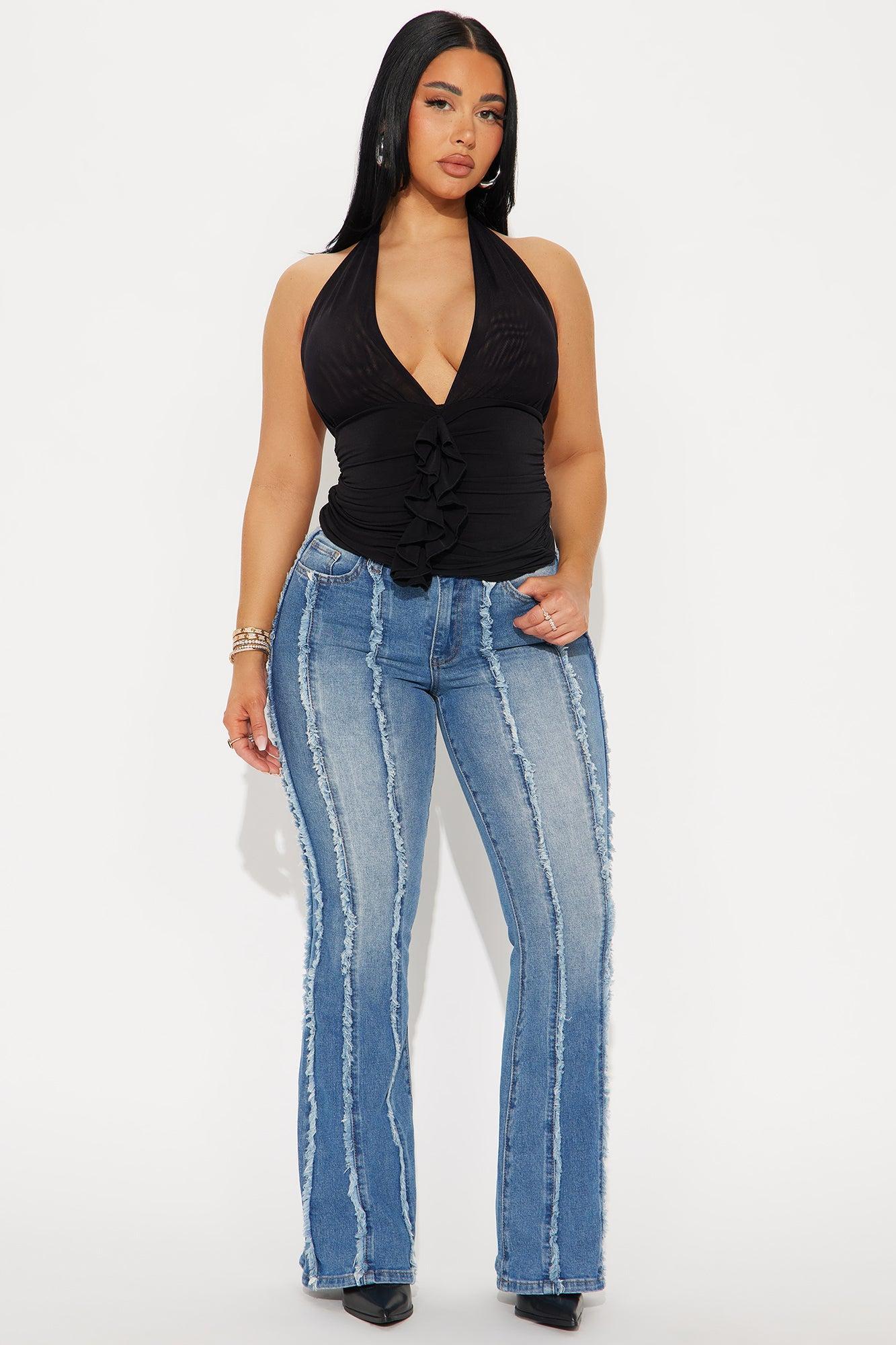 Remy Frayed Flare Jeans - Medium Wash Product Image