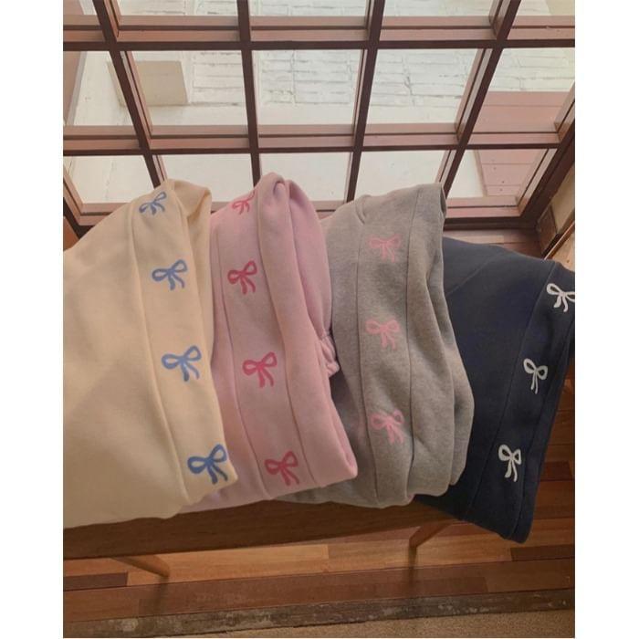 Drawstring Waist Bow Print Harem Pants Product Image