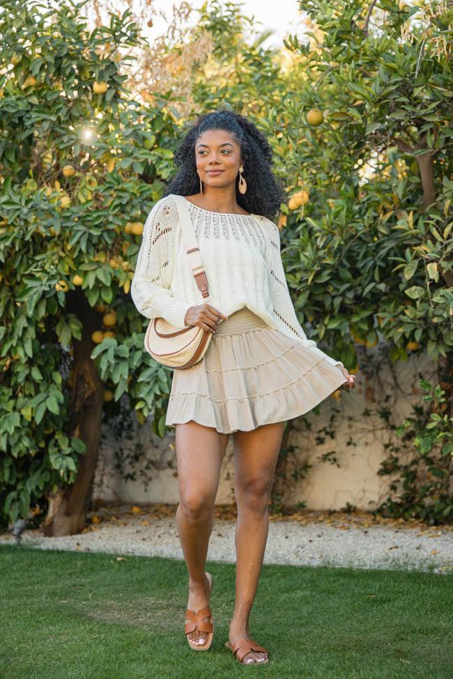 Through The Garden Cream Lace Mini Skort Product Image