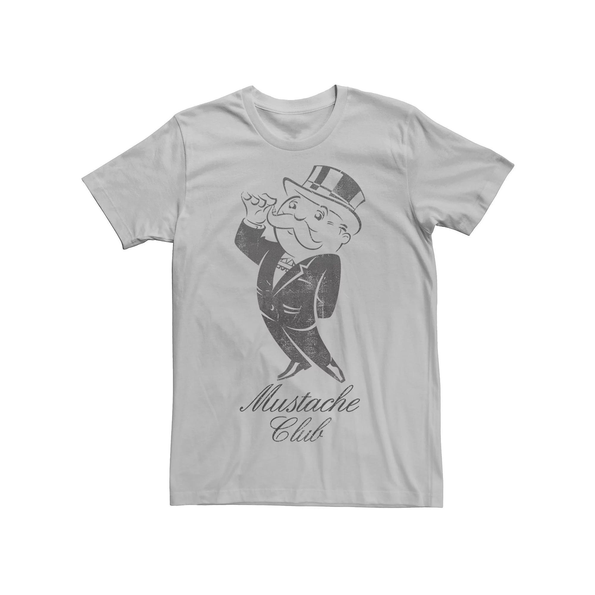 Men's Monopoly Man Mustache Club Graphic Tee, Size: Large, Silver Product Image
