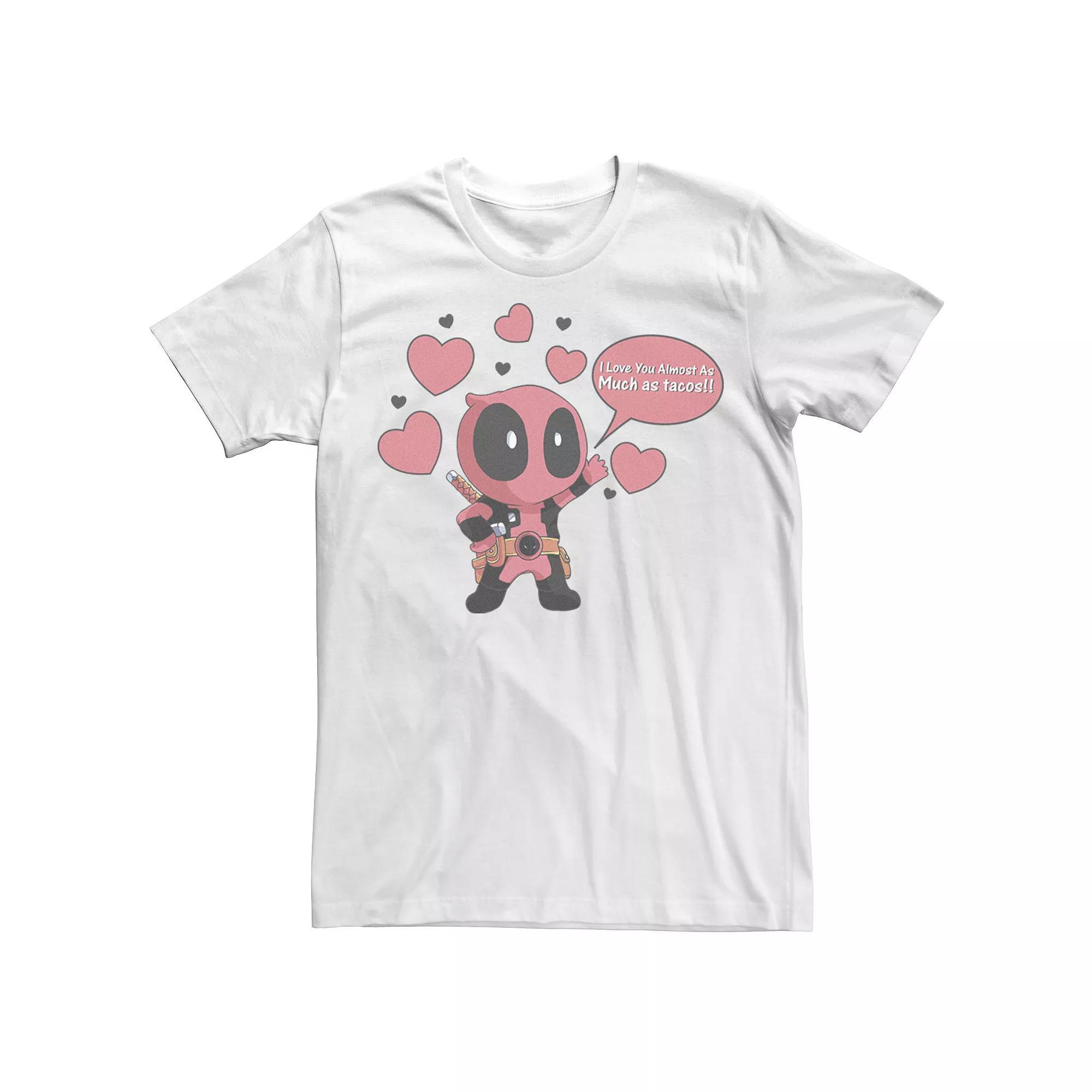 Men's Marvel Deadpool Chibi Taco Love Valentine's Tee, Size: Small, White Product Image