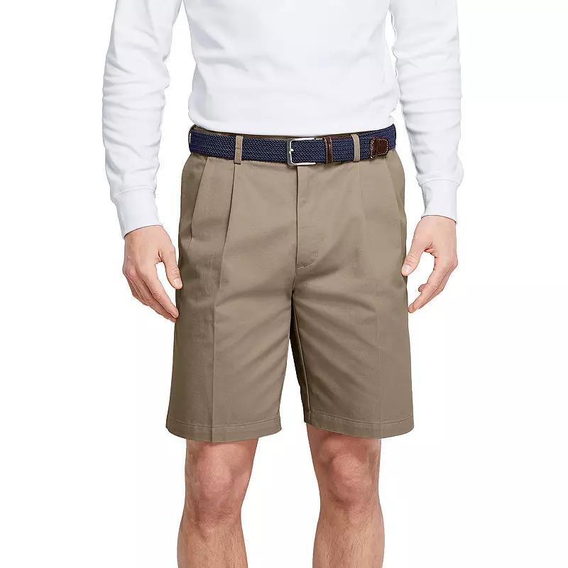 Men's Lands' End Comfort Waist 9-inch No-Iron Pleated Chino Shorts, Size: 37, Radiant Blue Product Image