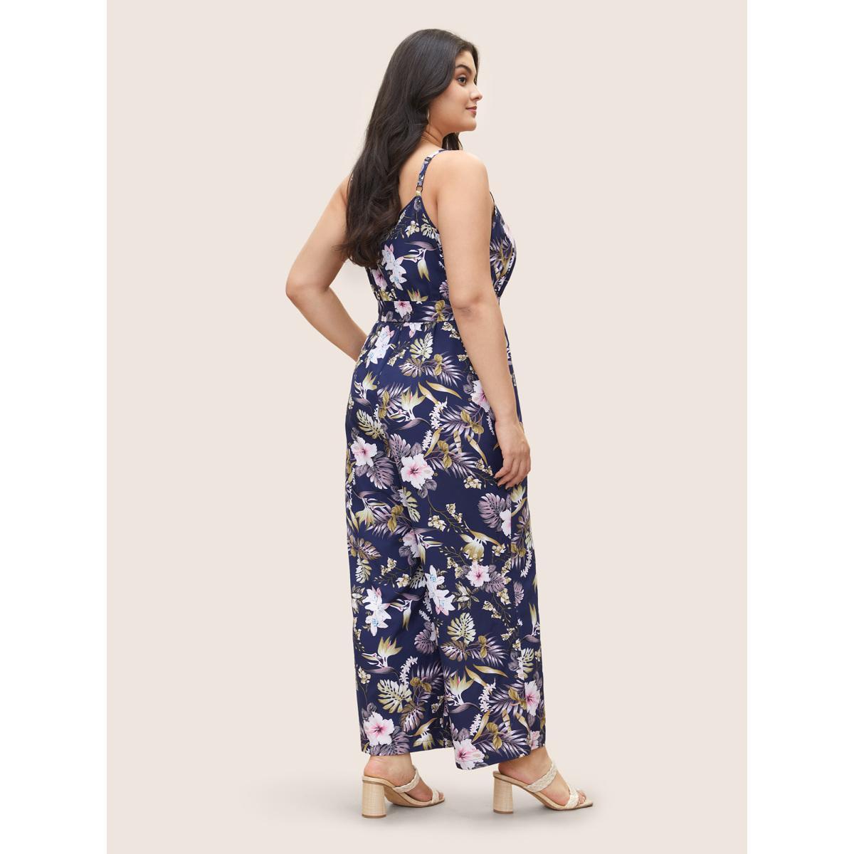 Floral Belted Pocket Wrap Cami Jumpsuit Product Image