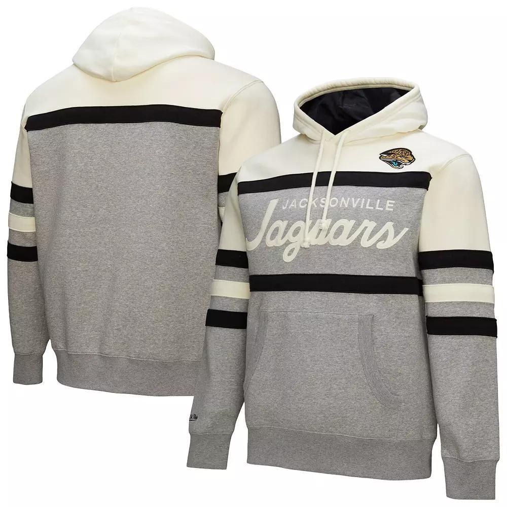 Men's Mitchell & Ness  Heather Gray Jacksonville Jaguars Head Coach Vintage Logo Pullover Hoodie, Size: 4XL, Grey Product Image