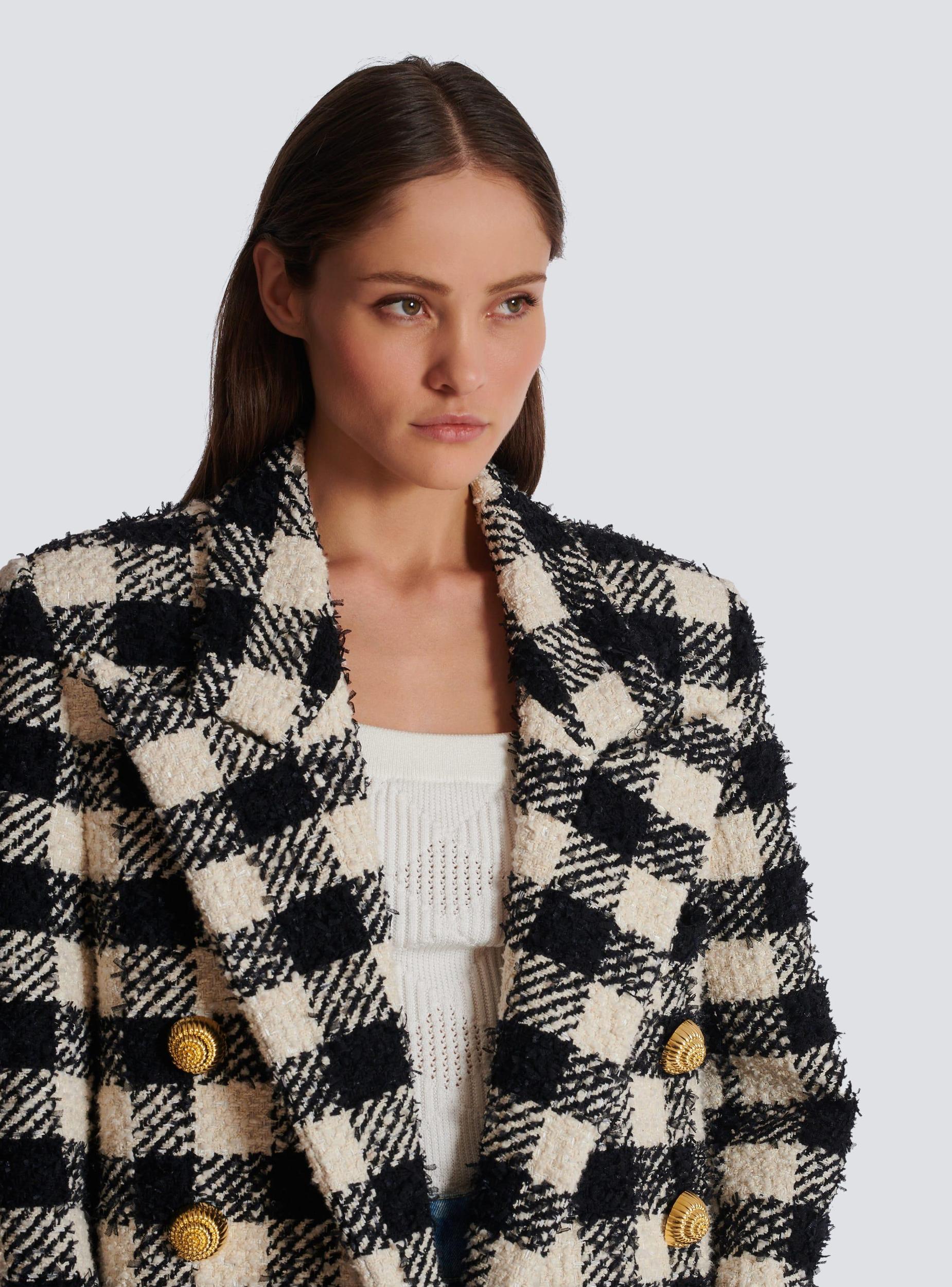 Long 6-button tweed coat Product Image