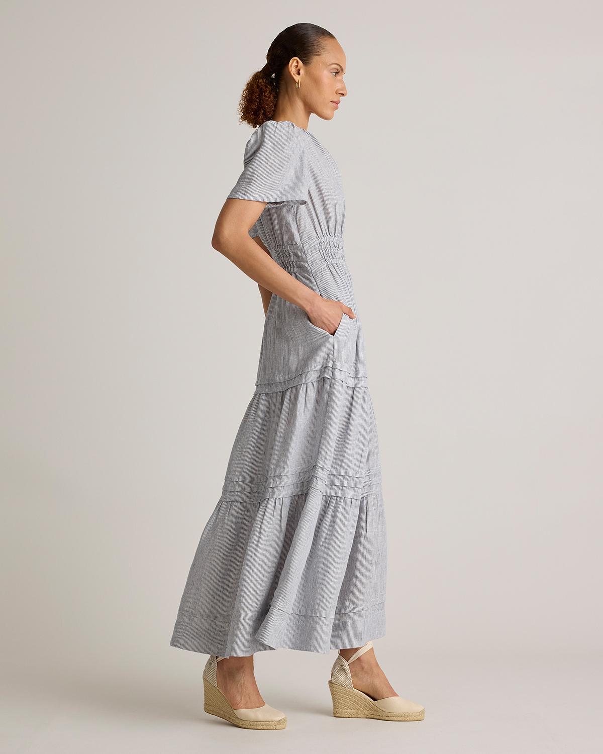 Quince | Women's 100% European Linen Tiered Maxi Dress Product Image