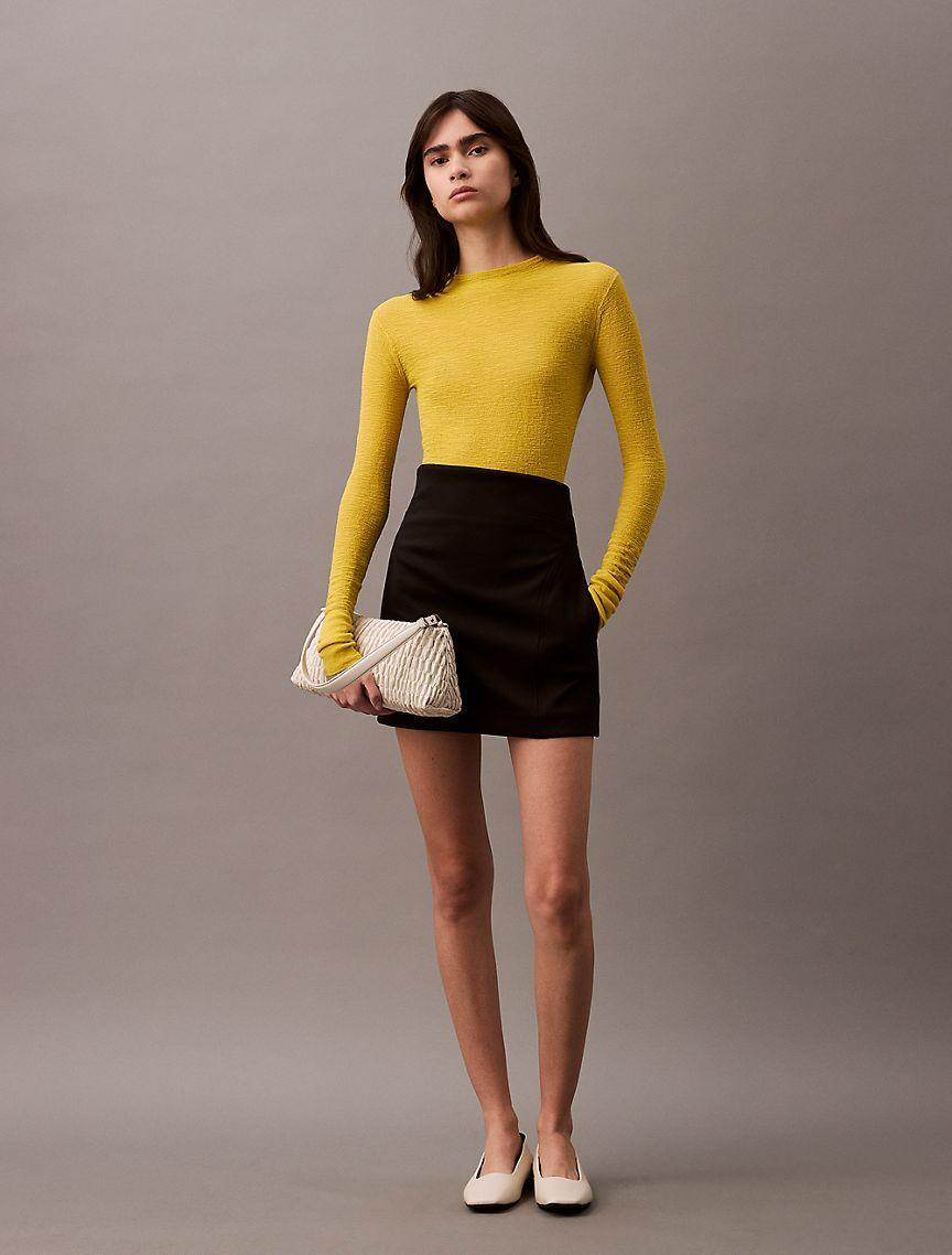 Textured Slim Mock-Neck T-Shirt Product Image