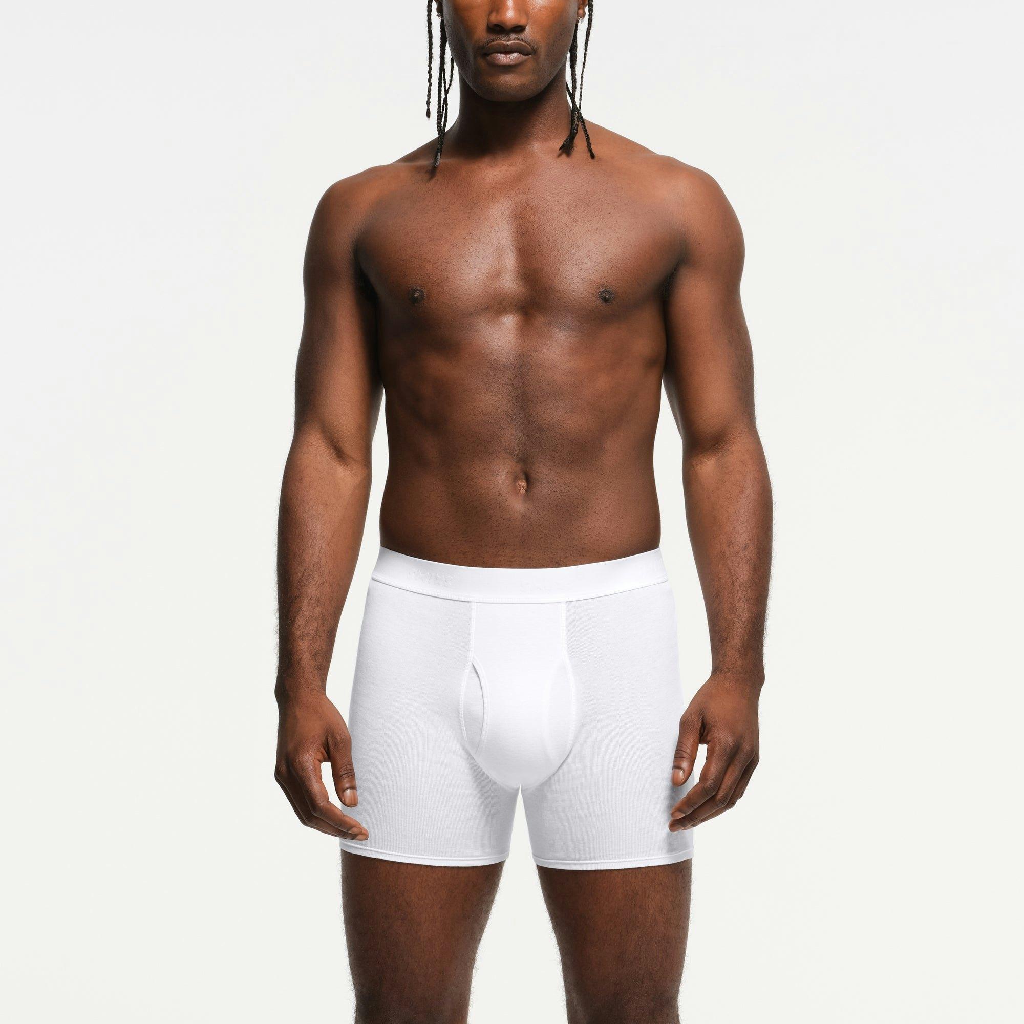 SKIMS BASICS MENS COTTON BOXER BRIEF 3-PACK | CHALK Product Image