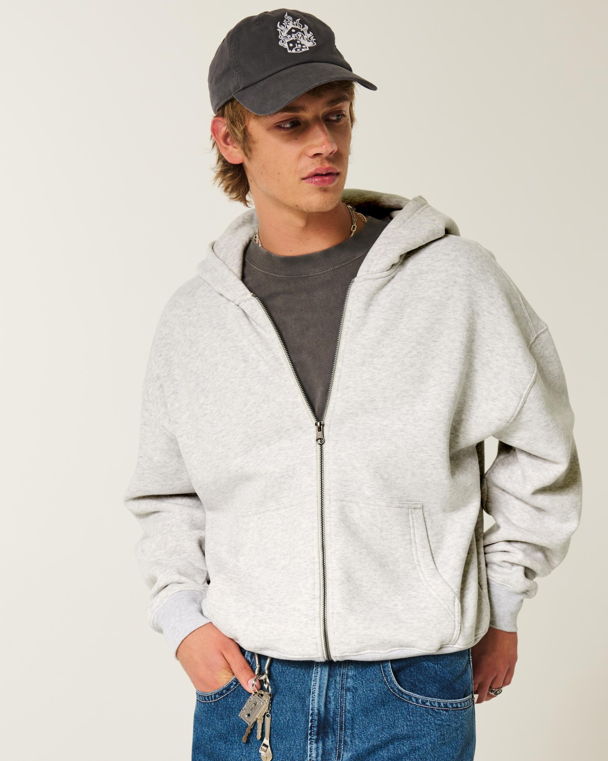 Boxy Flame Graphic Zip-Up Hoodie Product Image