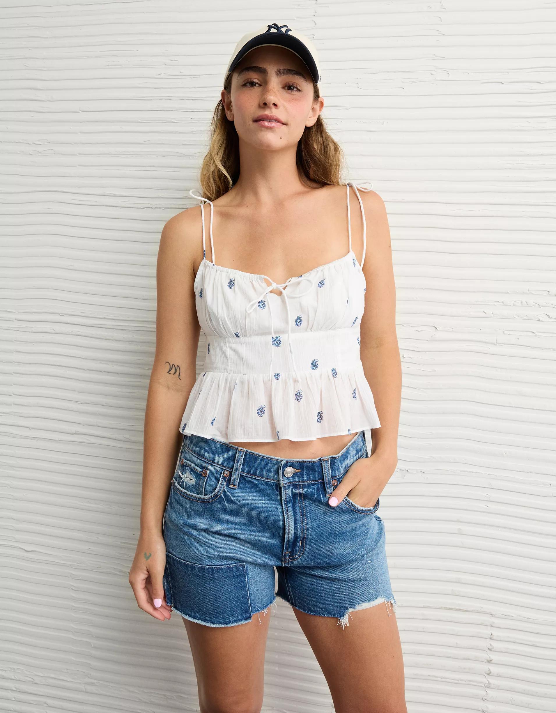 AE Tie Strap Corset Tank Top Product Image