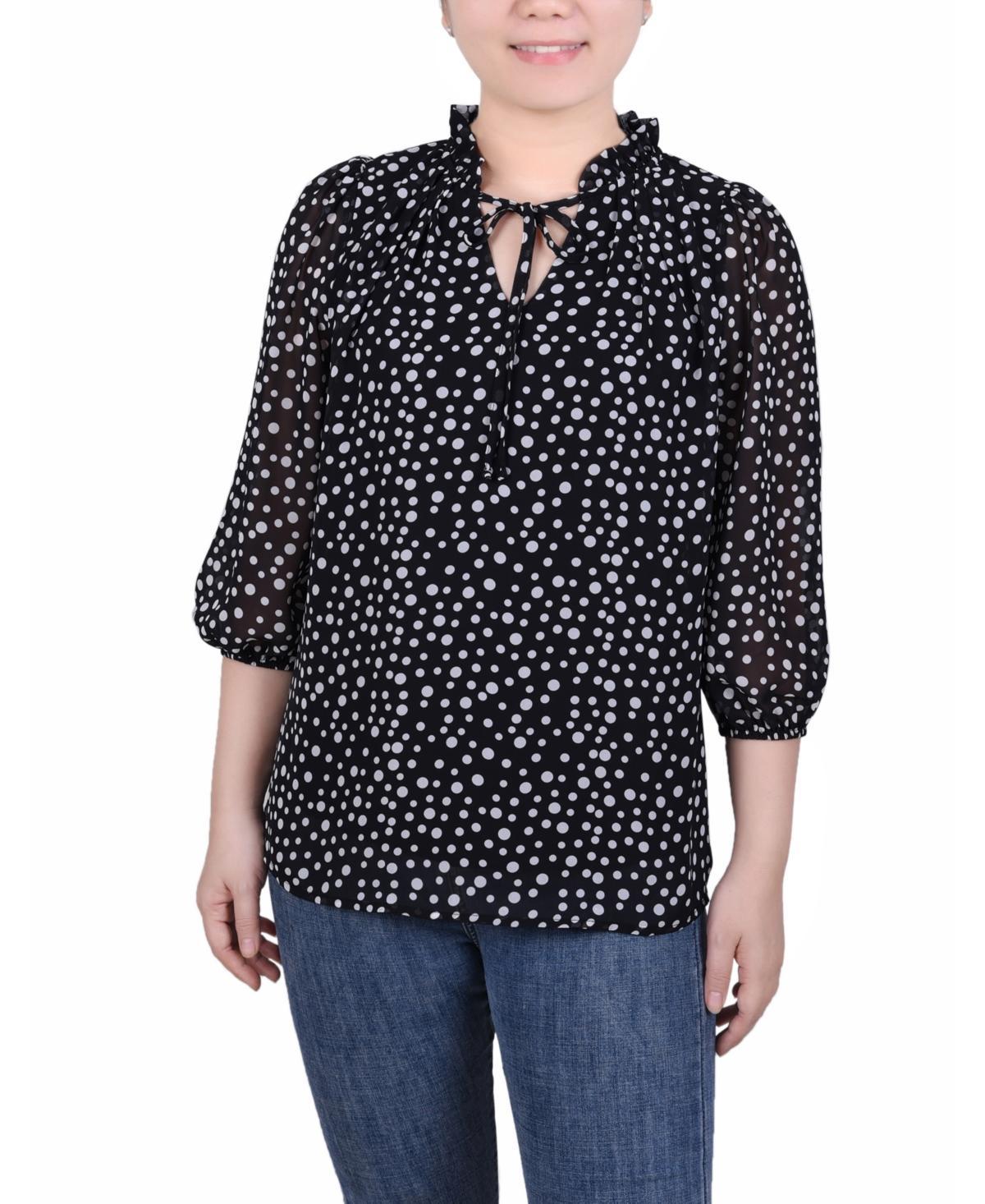Ny Collection Petite 3/4 Sleeve Chiffon Blouse Product Image
