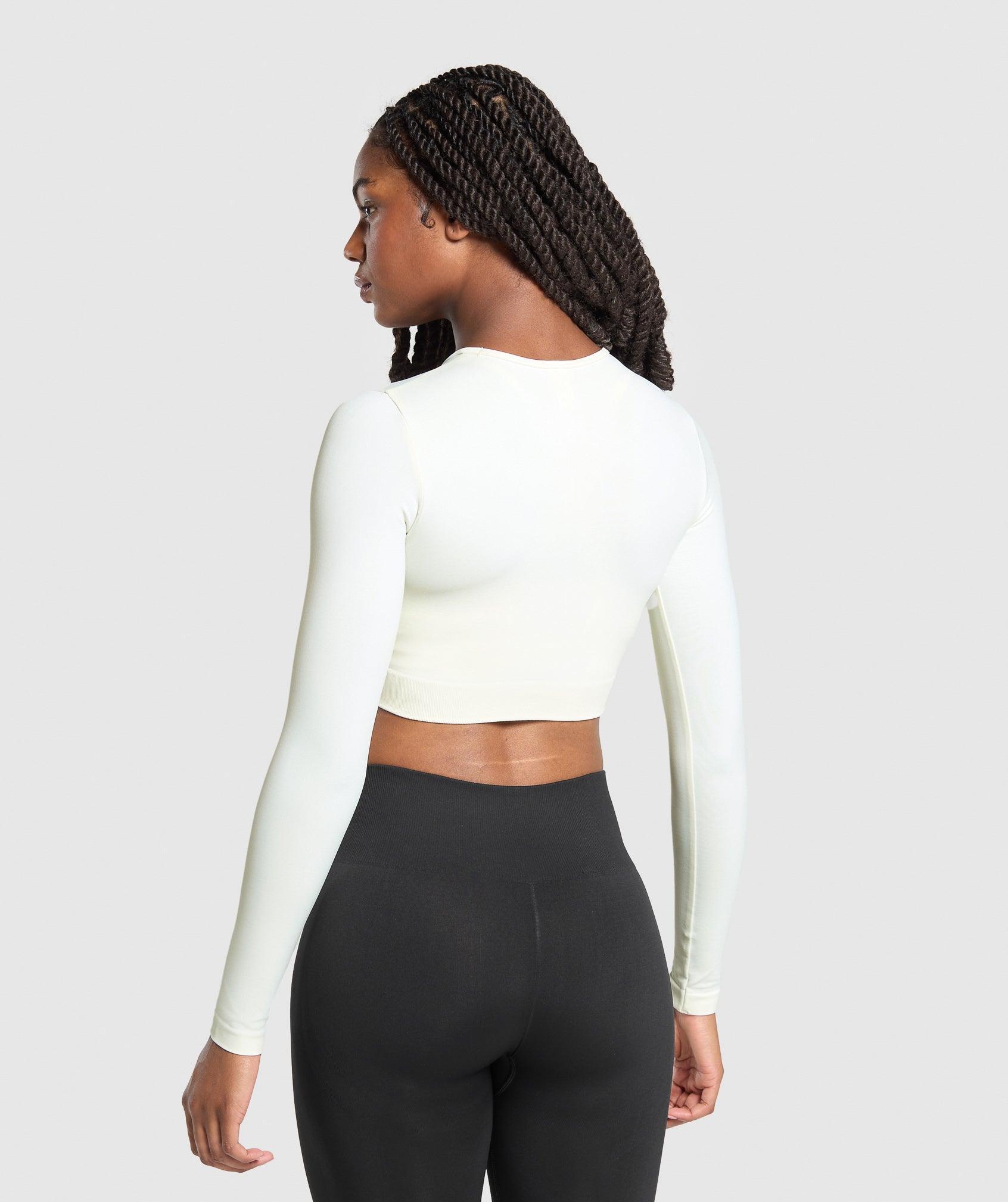 Gymshark Everyday Seamless Long Sleeve Crop Top - Soft White Female Product Image